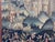 Blue 19th-Century Wool and Silk Tapestry — Medieval Courtly Scene For Sale - Image 8 of 13