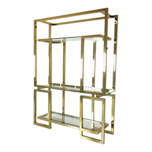Milo Baughman Style Brass and Glass Etagere