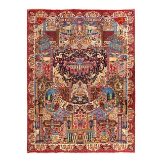 1970s Vintage Fine Hand Knotted Kashmar Rug For Sale