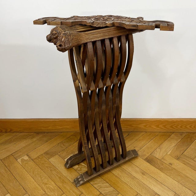 Florentine Renaissance Savonarola Chair in Carved Wood For Sale - Image 10 of 11