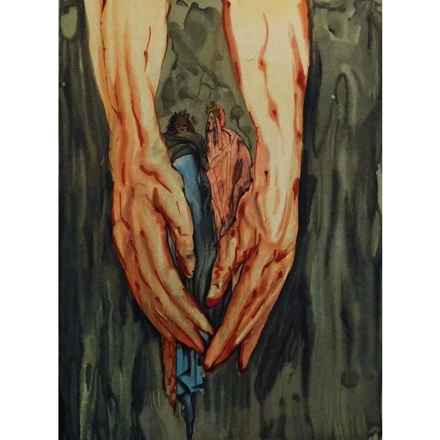 1960s 1960s Salvador Dali the Divine Comedy Hell Canto 16 Authentic Woodblock Etching Framed For Sale - Image 5 of 5