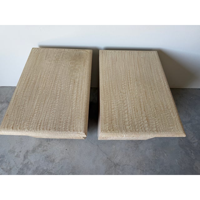 Cream Pair of Organic Hand Carved Wood Nightstands For Sale - Image 8 of 18