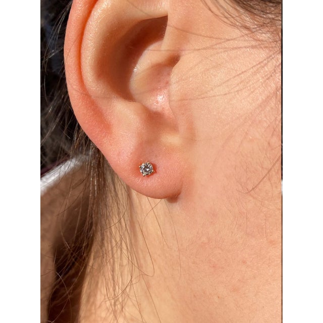 Ladies 14K Yellow Gold Diamond Stud Earrings set with 0.23CTW, 2 Pieces For Sale - Image 4 of 4