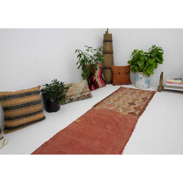 1960s Vintage Embroidered Kilim Rug- 1′11″ × 7′6″ For Sale In Los Angeles - Image 6 of 7