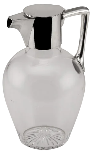20th Century Edwardian Solid Silver & Glass Claret Jug, London, 1902