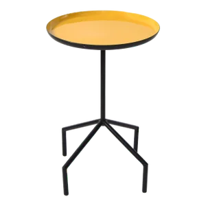 1980 Herman Miller Style Yellow Enamel Tray Side Table Black Iron Gazelle Base