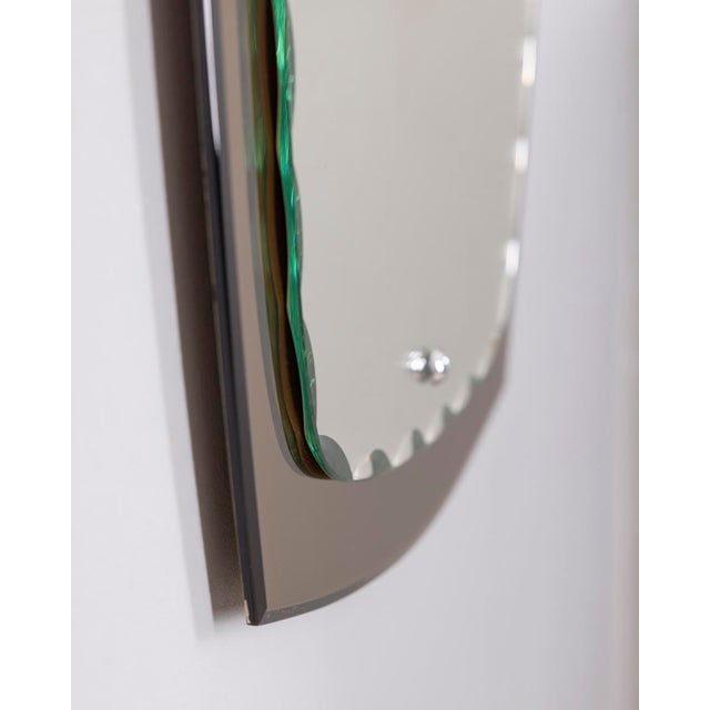 Vintage Italian Smoked Glass Wall Mirror with Spotlights, 1960s For Sale - Image 4 of 10