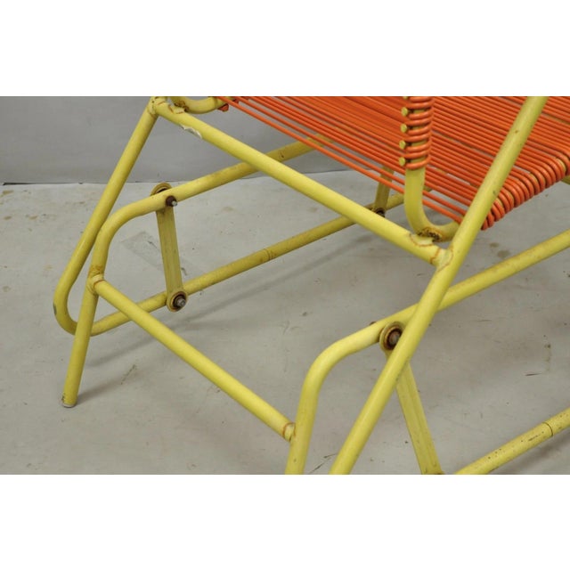 Vintage Mid Century Modern Orange Vinyl Spaghetti Strap Glider Lounge Chair For Sale - Image 14 of 18
