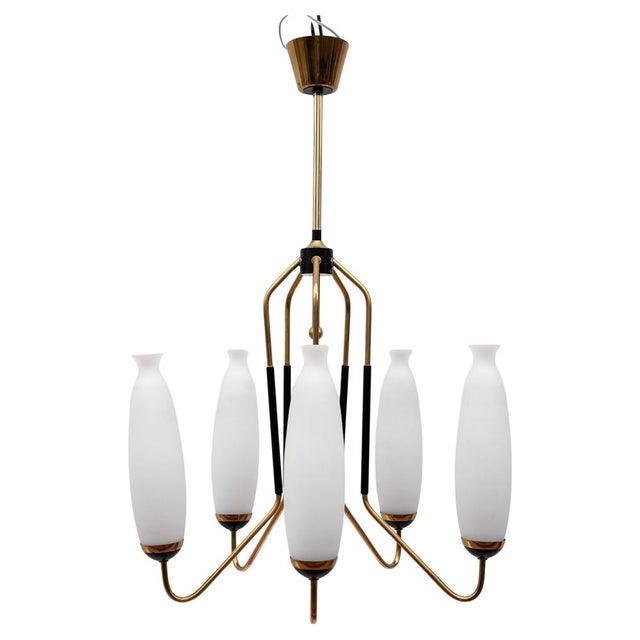 Stilnovo style chandelier, made in italy, 1950s. This is a mid-century chandelier in the stilnovo style was made of...
