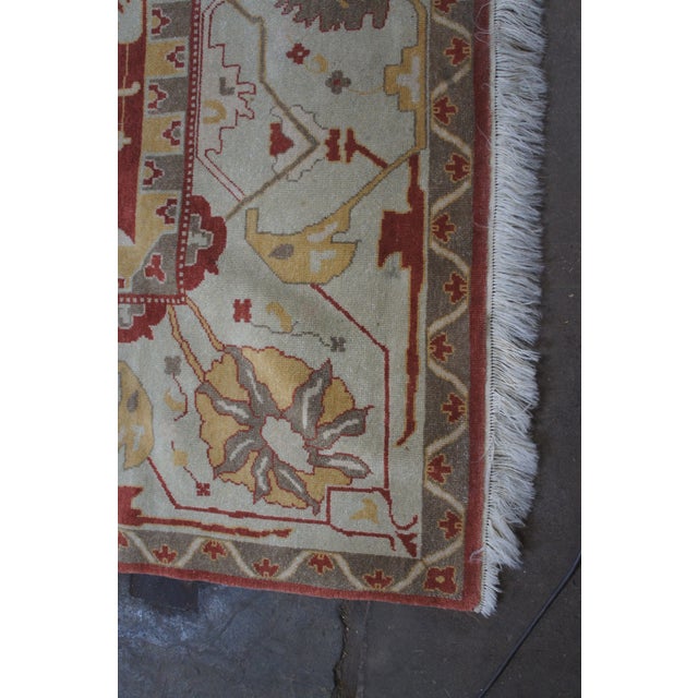 Beige Vintage Turkish Hand Knotted Oushak Geometric Palace Area Rug Carpet 12' X 16.5' For Sale - Image 8 of 13