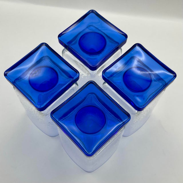 Late 20th Century Textured Square Footed Glasses- Set of 4 For Sale - Image 12 of 12