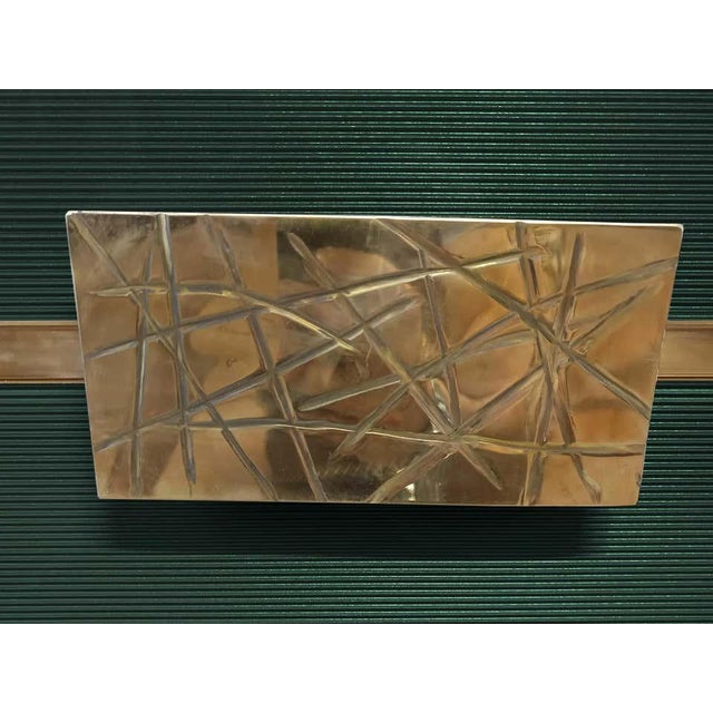 Metal Italian Dark Green Buffet Sideboard With "Grisinato" Glass and Brass Designer Justfurnituress For Sale - Image 7 of 7