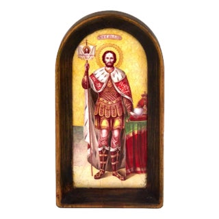 Icon of the Holy Blessed Prince Alexander Nevsky on Porcelain For Sale