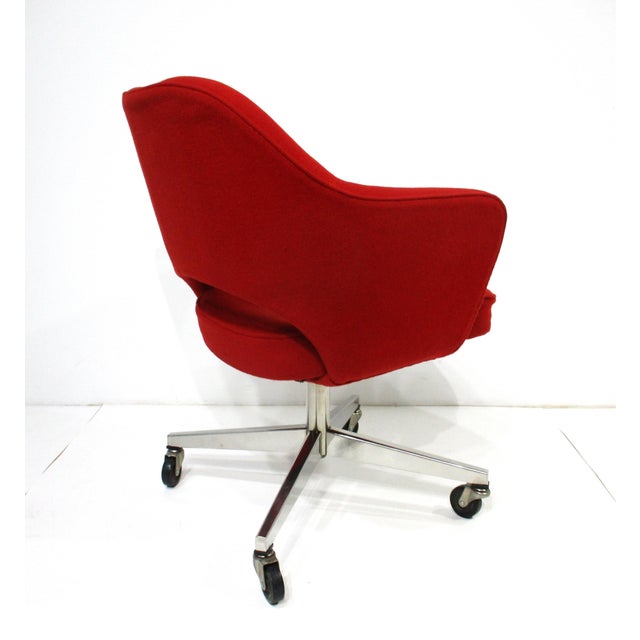 6 Eero Saarinen Upholstered Rolling Vintage Dining Chairs for Knoll For Sale - Image 9 of 16