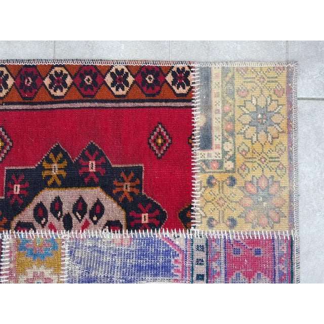 Textile Mid 20th Century Bohemian Wool Oushak Runnner Carpet For Sale - Image 7 of 10
