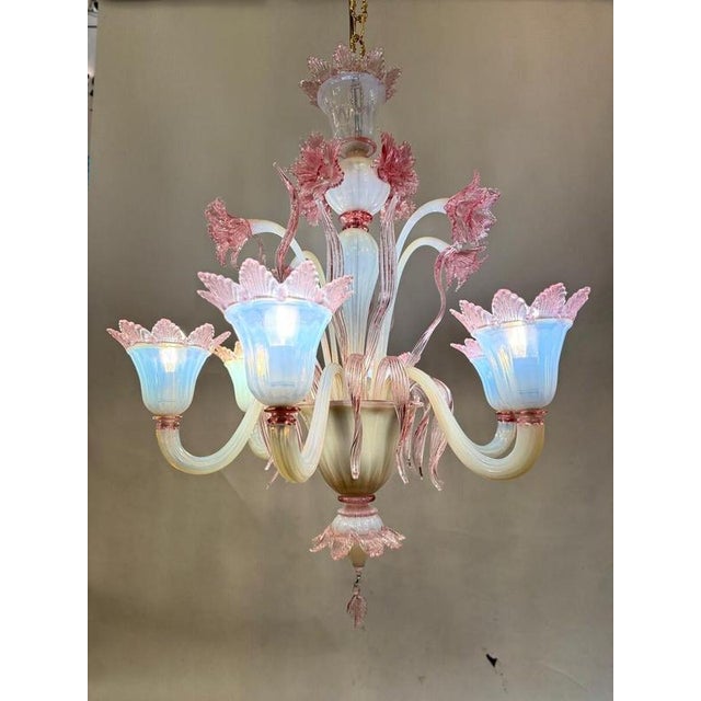 Six-Light Chandelier in Pink Murano, 1950s For Sale - Image 9 of 10