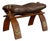 Moroccan Camel Saddle Stool in Stained Wood with Brass and Leather, 1980s For Sale