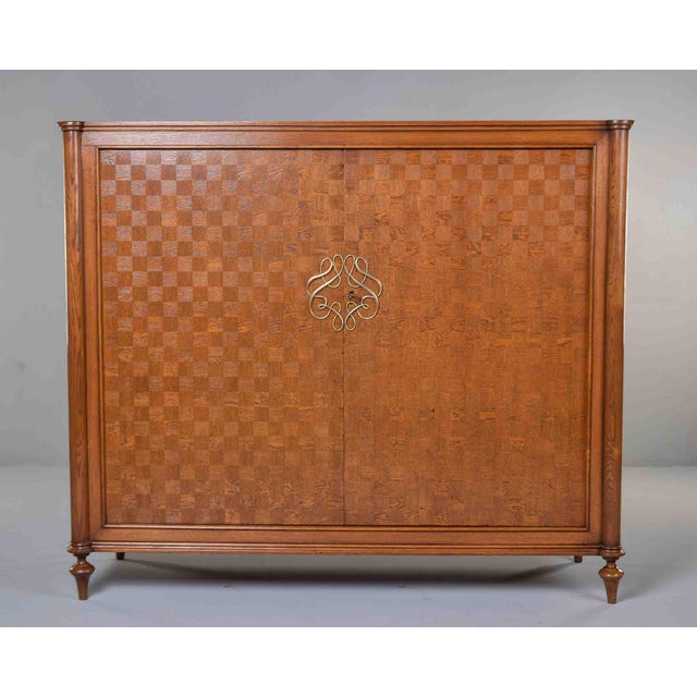 Wood French Art Deco Cabinet With Parquetry Veneer, Attributed to Jules Leleu For Sale - Image 7 of 13