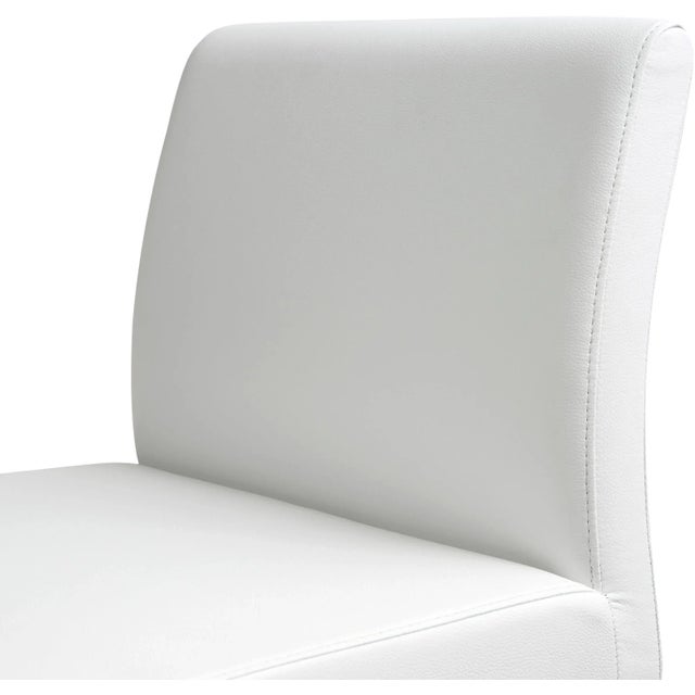 Denmark White Vegan Leather & Steel Bar Stools - Set of 2 For Sale In Los Angeles - Image 6 of 11