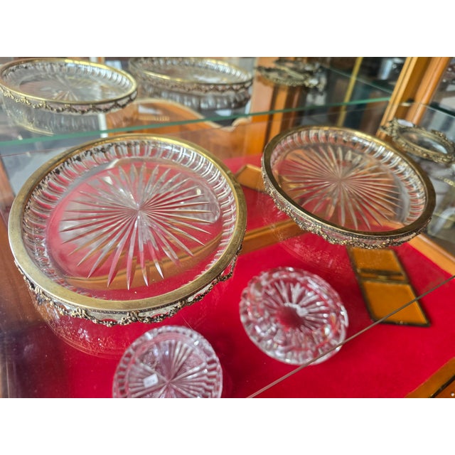 Metal Late 19th Century Cut Crystal Dishes with 800 Sterling Silver Mounts, Germany, Set of 2 For Sale - Image 7 of 14