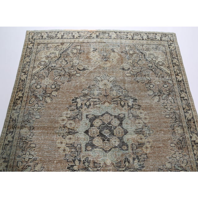 Vintage Tribal Medallion Rug in Muted Blues and Beiges – Handwoven Elegance With Architectural Symmetry - 4' 6'' X 6' 4'' For Sale - Image 4 of 12