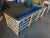 Blue Restored Milo Baughman Style Stick Reed Rattan Cubists Sofa For Sale - Image 8 of 12