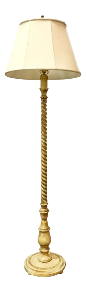 Transitional Carved Wood Cream Italian Floor Lamp