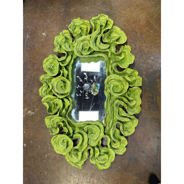 Italian newly Artisian made paper mache mirror. 25”l x 40”h 46-121