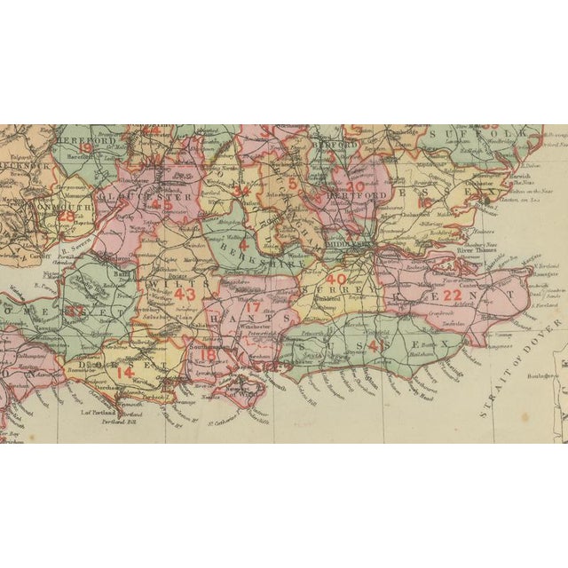 Late 19th Century Antique Map of England, 1885 For Sale - Image 5 of 9