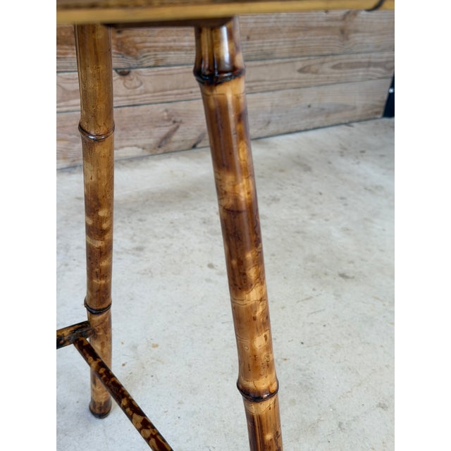 Antique Restored English Victorian Bamboo Side Table For Sale - Image 4 of 12