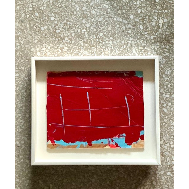 Vintage Framed Red Abstract Painting For Sale - Image 10 of 14