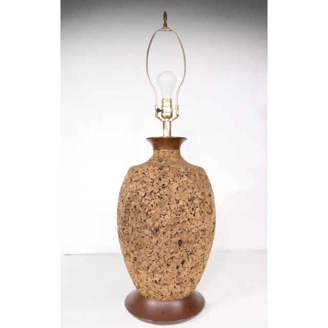 Wood Mid 20th Century Jug Form Cork Table Lamp For Sale - Image 7 of 8