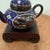 Antique Japanese Cloisonné Meiji Period Teapot Phoenix Motif, Blue Enamel Body on Wood Base For Sale - Image 10 of 12
