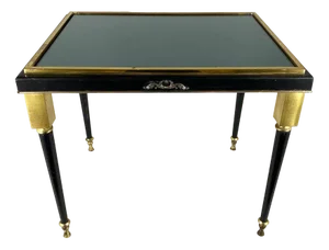Vintage Black Glass & Brass Coffee Table, France