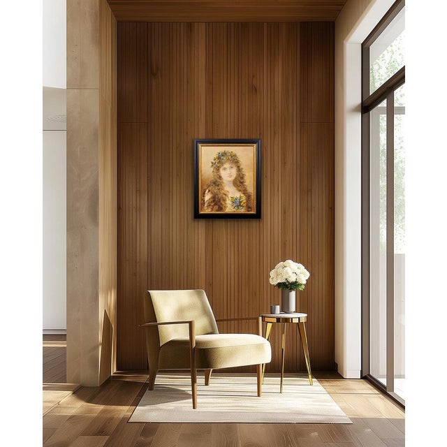 Alice Anne Renshaw, Portrait of a Young Lady with Springtime Flowers in Her Curls, Watercolour & Gouache, 1800s For Sale - Image 16 of 18