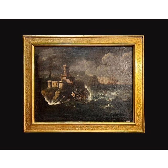 After Monsù Montagna, Stormy Sea, Oil on Canvas, Framed For Sale - Image 9 of 9