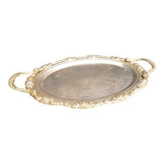 Gold Rose Handled Tray For Sale