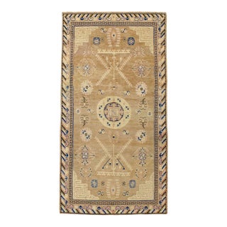 Galerie Shabab Collection Early 20th Century Handmade Khotan 5' X 9' Light Brown Gallery Rug For Sale