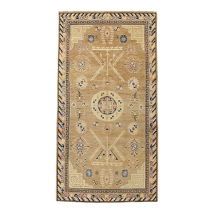 Galerie Shabab Collection Early 20th Century Handmade Khotan 5' X 9' Light Brown Gallery Rug