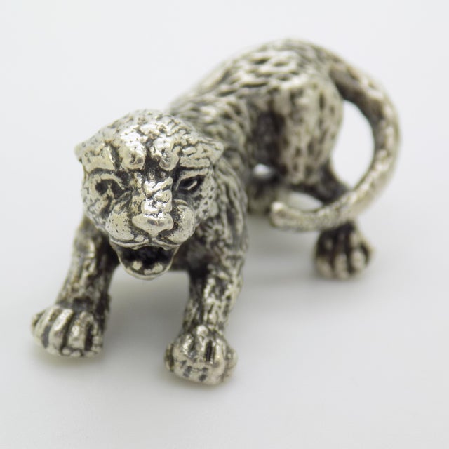 Vintage Italian Handmade Genuine Silver Lion Cub Figurine, 1970s For Sale - Image 14 of 14