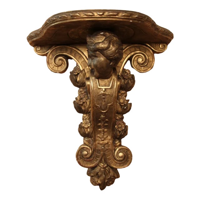 Large Antique Wall Console in Gilded Wood For Sale