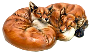 Ceramic Foxes from Ronzan, 1970s