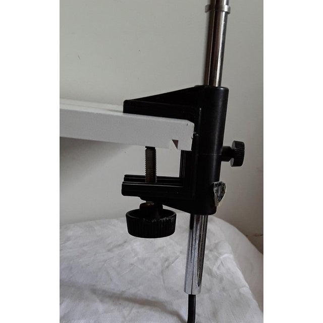 Vintage Adjustable Arc Desk Lamp in Chromed Tubular Steel and Black and Brown Plastic from Enco, 1970s For Sale - Image 3 of 7
