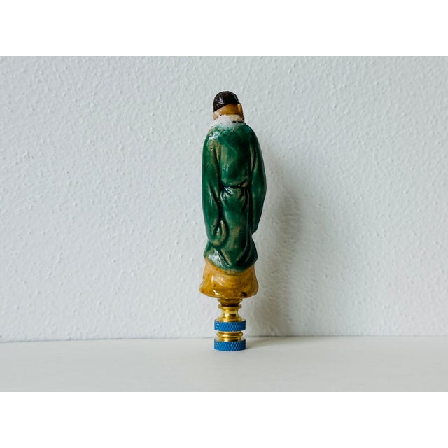 Chinese Mudman Lamp Finial on Brass Hardware For Sale In Madison - Image 6 of 6