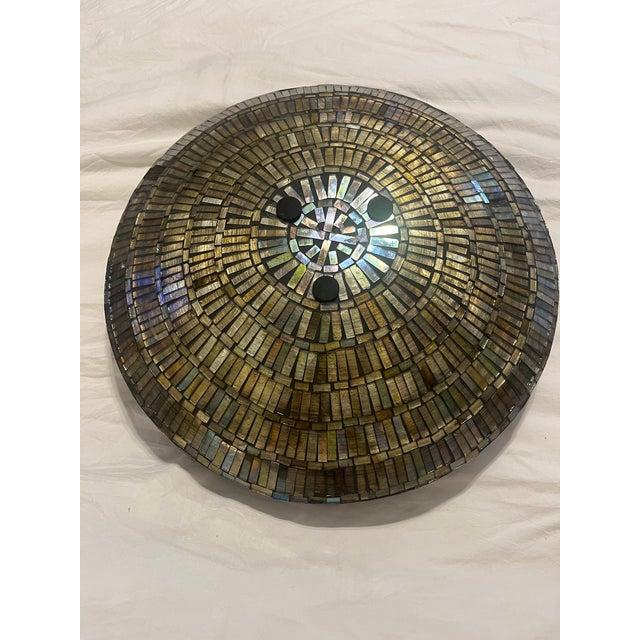 Mid 20th Century Beautiful Mozaic Vessel -Vase (Tiffany Style) With Iridescent Hand Cut Pieces of Stained Glass For Sale - Image 5 of 12