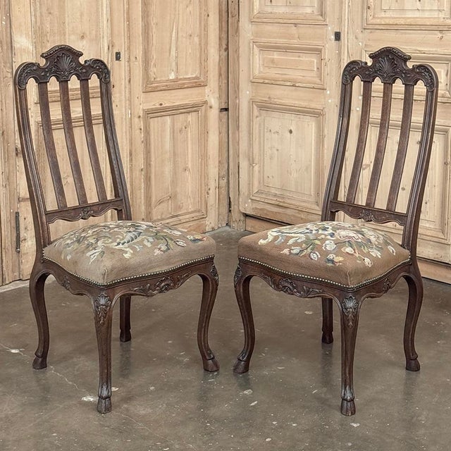 Set of 8 Antique Country French Liègeois Dining Chairs With Needlepoint Tapestry Includes 2 Armchairs For Sale - Image 13 of 18