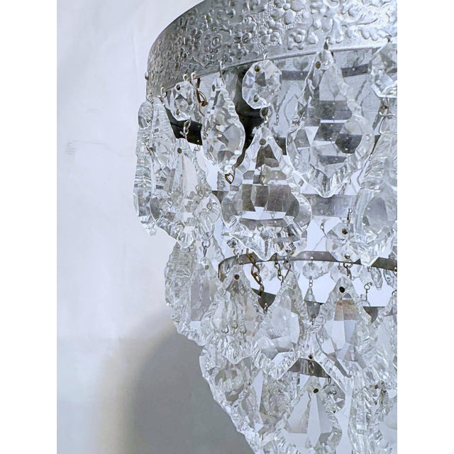 1950s Mid 20th Century Italian Silver Upside Down Layered Cake Chandelier For Sale - Image 5 of 8