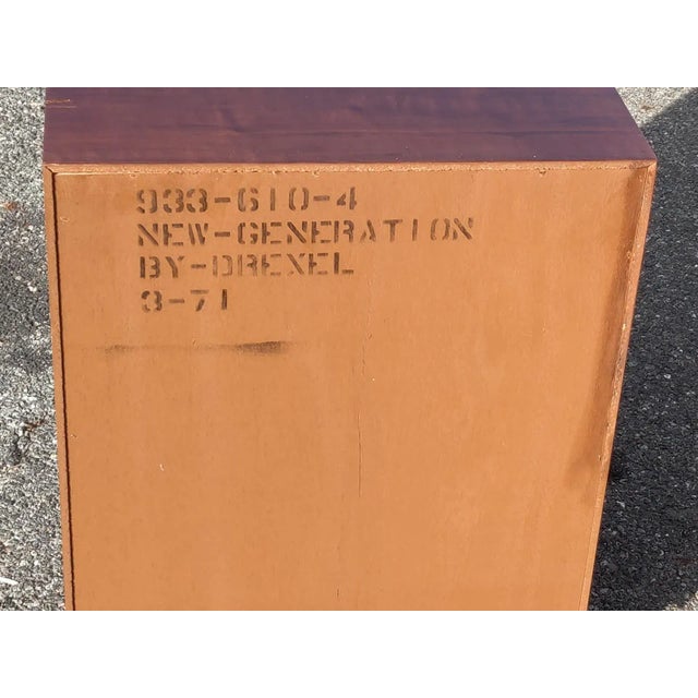 Campaign Late 20th Century Vintage Single Drawer Bedside Table by Drexel New Generation Campaign Style For Sale - Image 3 of 9