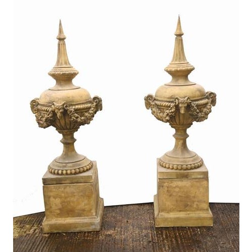 English Stone Garden Urns with Ram Masks, Set of 2 For Sale - Image 15 of 15