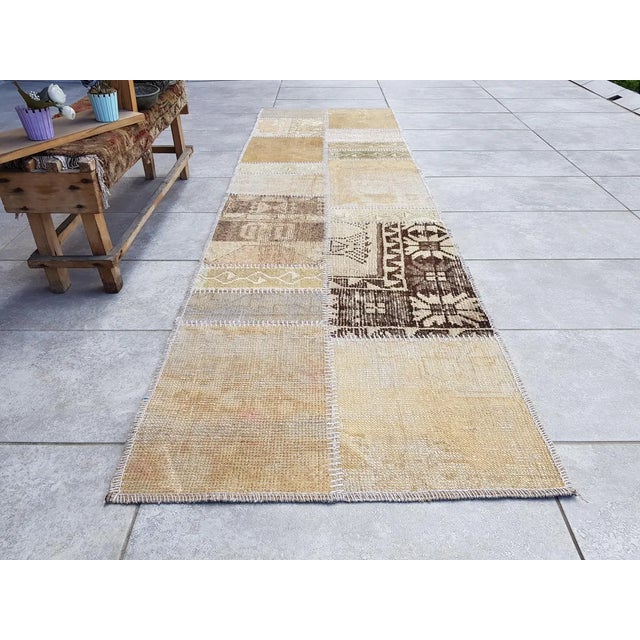 Textile Biege Anatolian Vintage Hallway Runner For Sale - Image 7 of 10